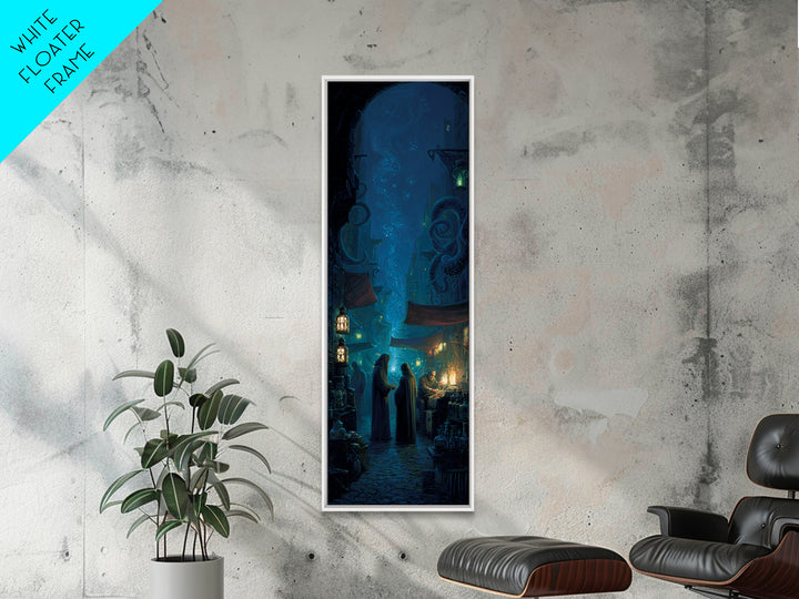 The Lantern Market Beyond The Veil, Tall Narrow Wall Art, Eldritch Gothic Decor, Canvas Print, Halloween Wall Decor, Gothic Home Decor