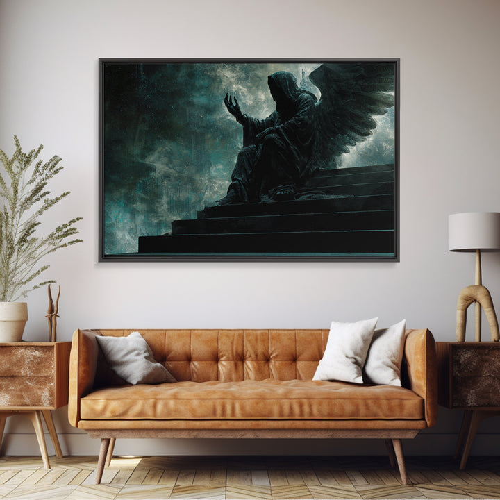 The Moth Prophet Of Kadath, Landscape Wall Art, Lovecraftian Horror Art, Framed Canvas Print, Halloween Wall Decor, Gothic Home Decor