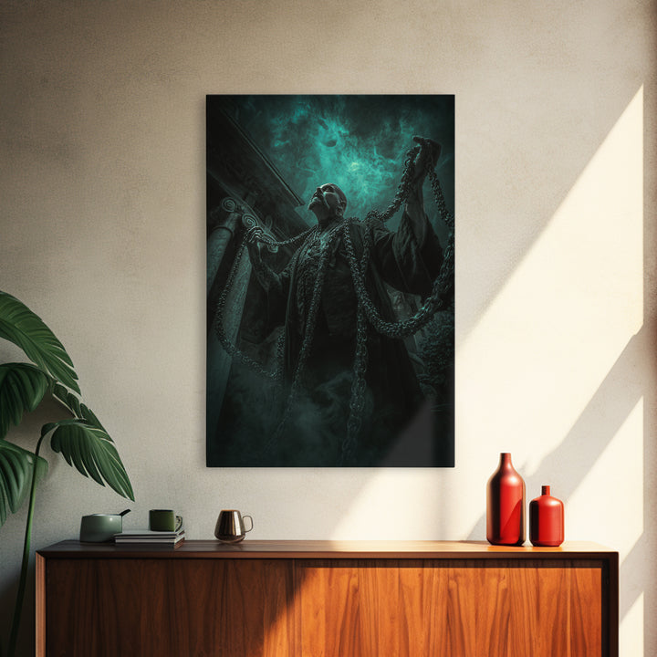 The Moonlit Shoggoth Menagerie, Vertical Wall Art, Macabre Wall Art, Framed Canvas Print, Halloween Wall Decor, Gothic Home Decor
