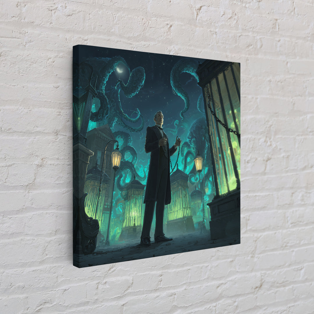 The Moonlit Shoggoth Menagerie, Square Wall Art, Macabre Wall Art, Framed Canvas Print, Halloween Wall Decor, Gothic Home Decor