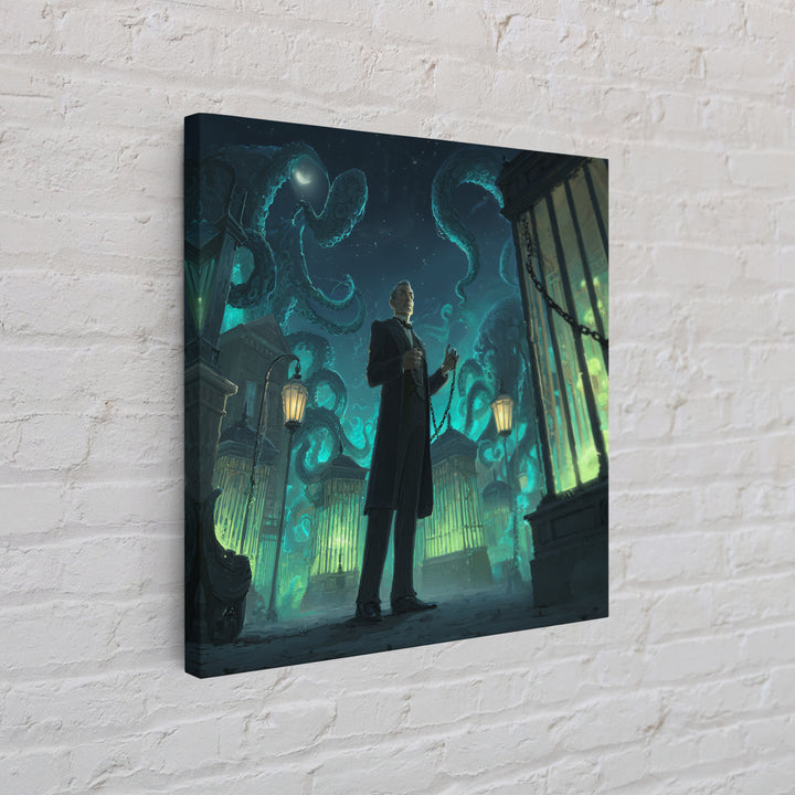 The Moonlit Shoggoth Menagerie, Square Wall Art, Macabre Wall Art, Framed Canvas Print, Halloween Wall Decor, Gothic Home Decor