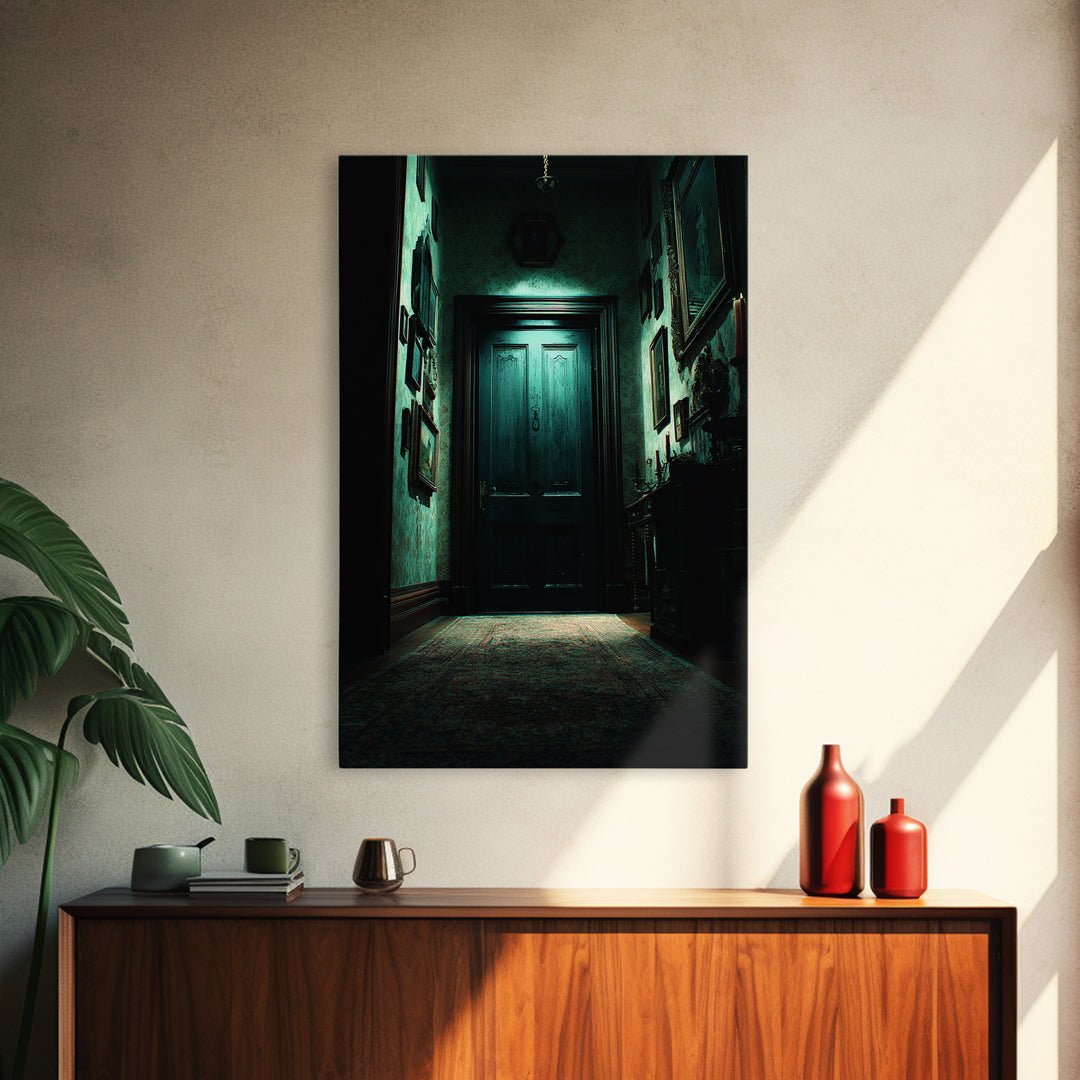 The Thirteenth Door Of Arkham House, Vertical Wall Art, Spooky Home Decor, Canvas Print, Halloween Wall Decor, Gothic Home Decor