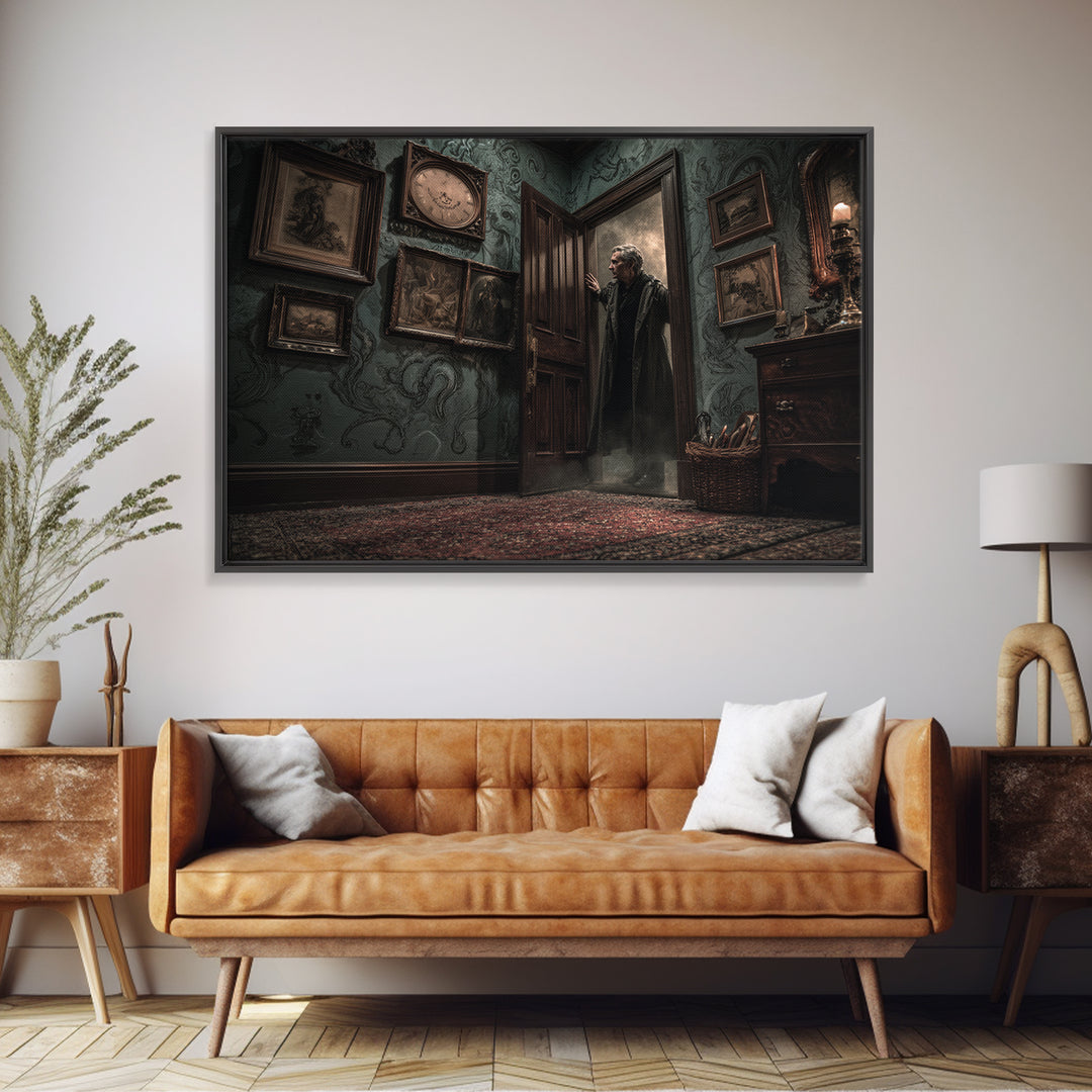 The Thirteenth Door Of Arkham House, Landscape Wall Art, Haunted Gothic Art, Canvas Print, Halloween Wall Decor, Gothic Home Decor