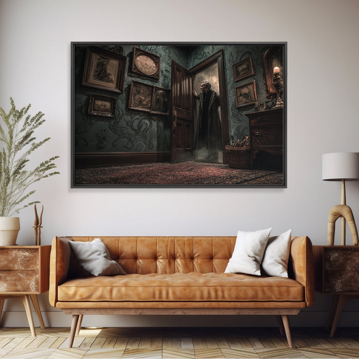 The Thirteenth Door Of Arkham House, Landscape Wall Art, Haunted Gothic Art, Canvas Print, Halloween Wall Decor, Gothic Home Decor