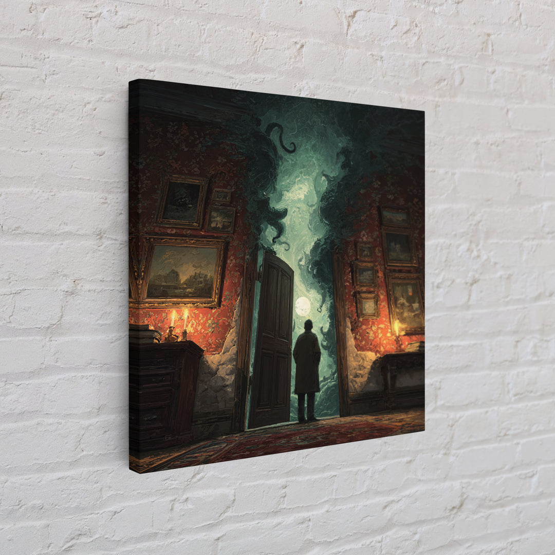 The Thirteenth Door Of Arkham House, Square Wall Art, Dark Fantasy Wall Art, Canvas Print, Halloween Wall Decor, Gothic Home Decor