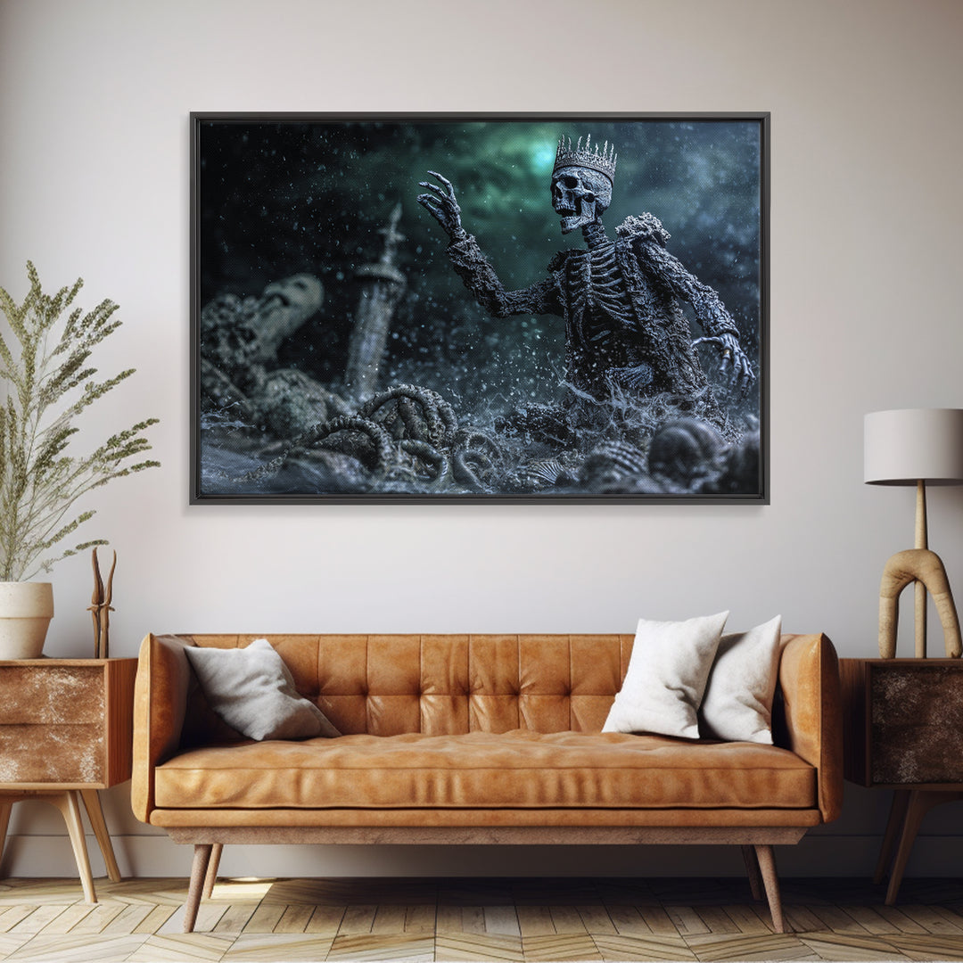 The Salt King Of The Black Shore, Landscape Wall Art, Lovecraftian Horror Art, Canvas Print, Halloween Wall Decor, Gothic Home Decor