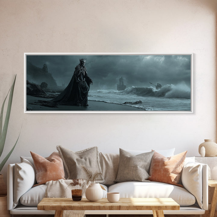 The Salt King Of The Black Shore, Extra Wide Wall Art, Gothic Horror Wall Art, Framed Canvas Print, Halloween Wall Decor, Gothic Home Decor