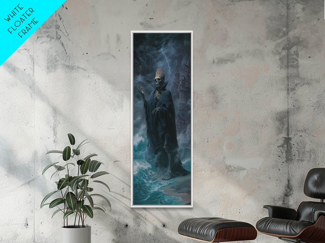 The Salt King Of The Black Shore, Tall Narrow Wall Art, Dark Halloween Decor, Framed Canvas Print, Halloween Wall Decor, Gothic Home Decor