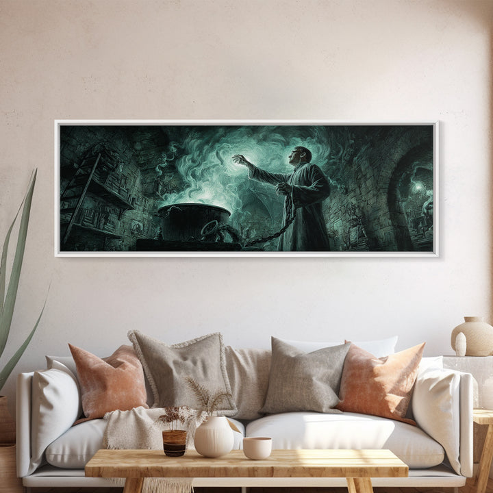 The Dreamwell Beneath Miskatonic, Extra Wide Wall Art, Eldritch Gothic Decor, Canvas Print, Halloween Wall Decor, Gothic Home Decor