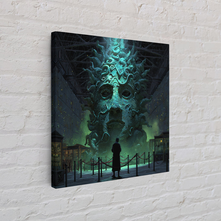 The Custodian Of The Whispering Idol, Square Wall Art, Macabre Wall Art, Framed Canvas Print, Halloween Wall Decor, Gothic Home Decor