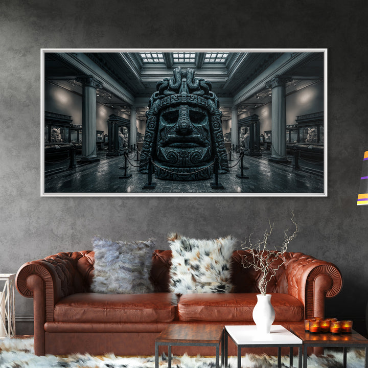 The Custodian Of The Whispering Idol, Wide Panoramic Art, Eldritch Gothic Decor, Framed Canvas Print, Halloween Wall Decor, Macabre Wall Art