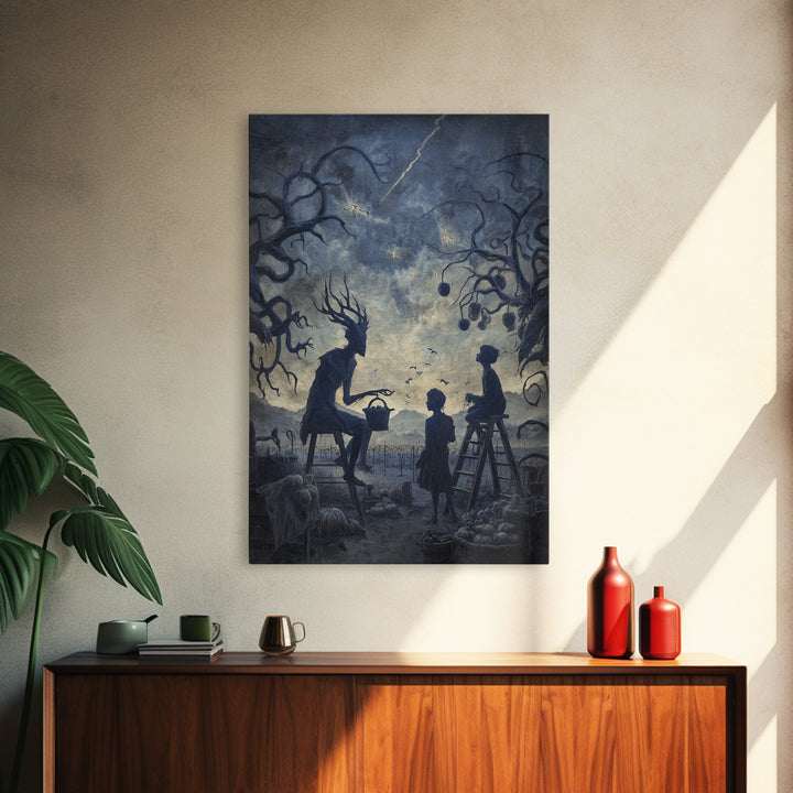 The Children Of The Star Orchard, Vertical Wall Art, Haunted Gothic Art, Canvas Print, Halloween Wall Decor, Gothic Home Decor