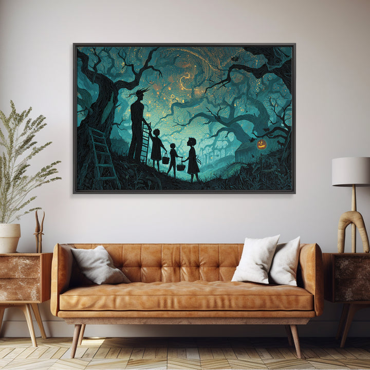The Children Of The Star Orchard, Landscape Wall Art, Dark Fantasy Wall Art, Framed Canvas Print, Halloween Wall Decor, Gothic Home Decor