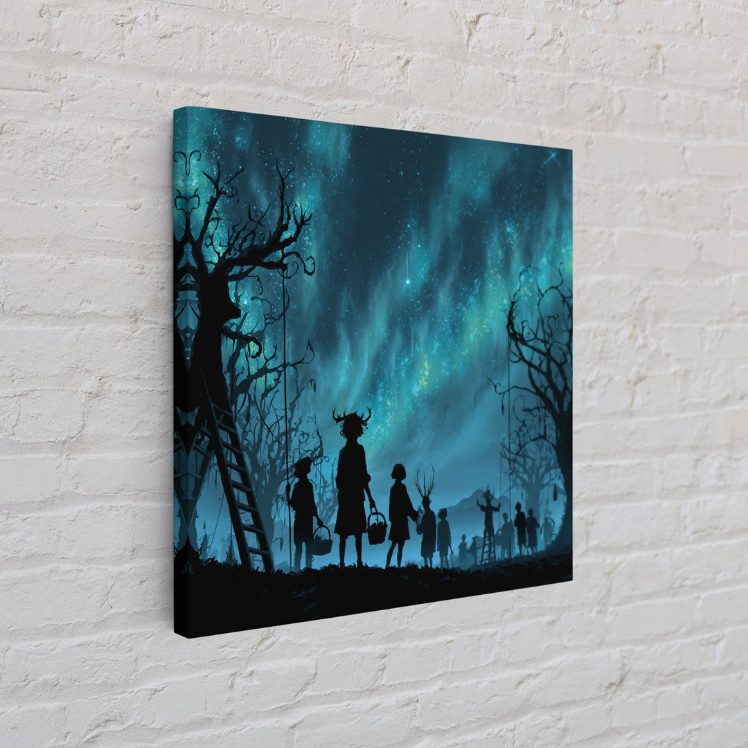 The Children Of The Star Orchard, Square Wall Art, Eldritch Gothic Decor, Framed Canvas Print, Halloween Wall Decor, Gothic Home Decor