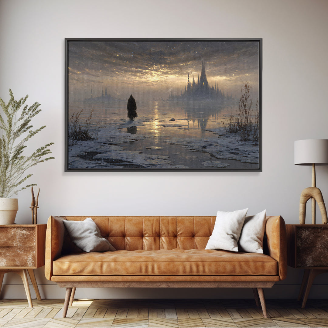 The Frost Beyond Carcosa, Landscape Wall Art, Dark Halloween Decor, Canvas Print, Halloween Wall Decor, Gothic Home Decor, Dark Fantasy Art