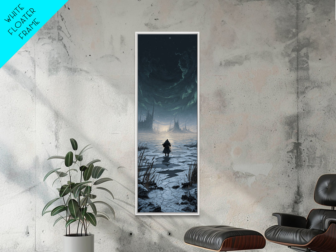 The Frost Beyond Carcosa, Tall Narrow Wall Art, Gothic Horror Wall Art, Framed Canvas Print, Halloween Wall Decor, Gothic Home Decor