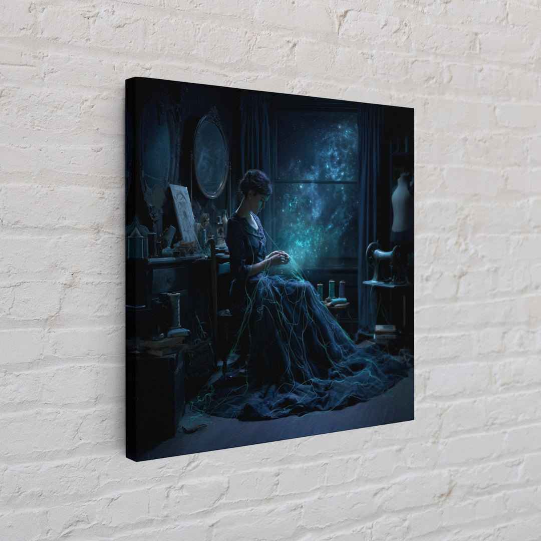 The Seamstress Of Living Nebulae, Square Wall Art, Macabre Wall Art, Framed Canvas Print, Halloween Wall Decor, Gothic Home Decor