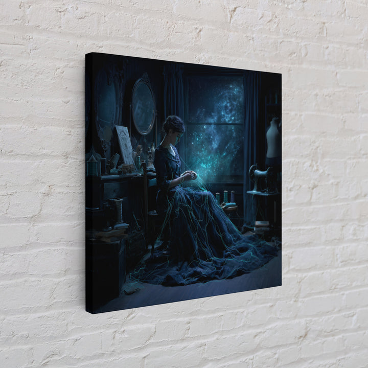 The Seamstress Of Living Nebulae, Square Wall Art, Macabre Wall Art, Framed Canvas Print, Halloween Wall Decor, Gothic Home Decor