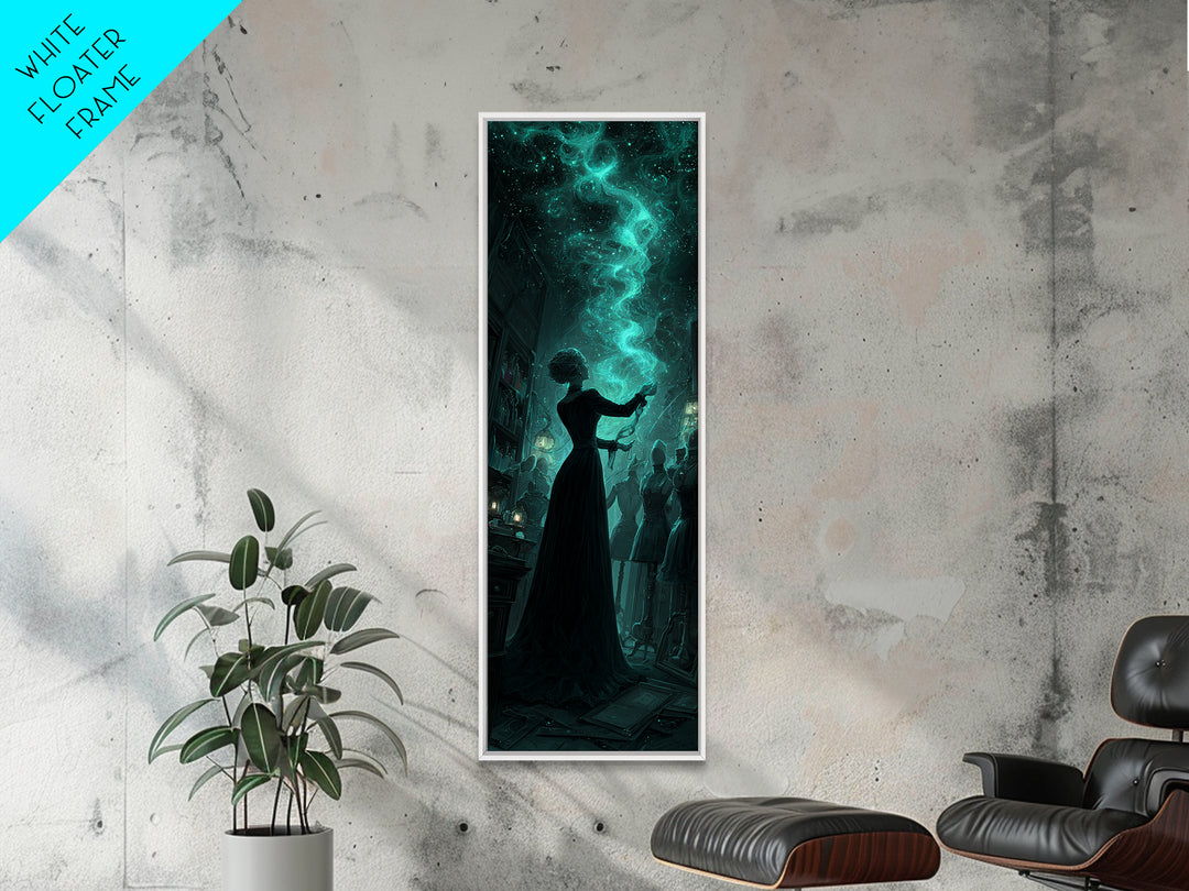 The Seamstress Of Living Nebulae, Tall Narrow Wall Art, Lovecraftian Horror Art, Framed Canvas Print, Halloween Wall Decor, Horror Wall Art