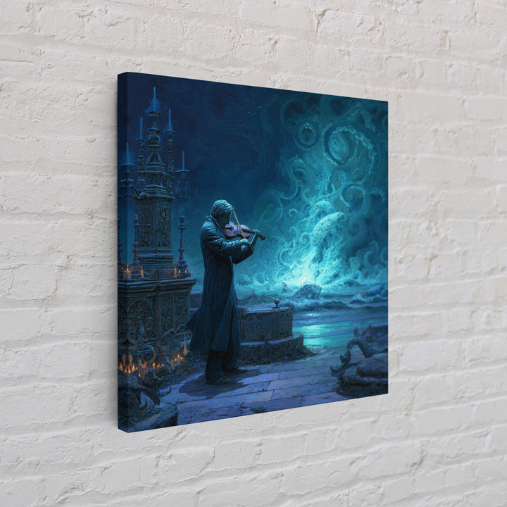 The Violinist Of The Drowned Moon, Square Wall Art, Haunted Gothic Art, Canvas Print, Halloween Wall Decor, Gothic Home Decor