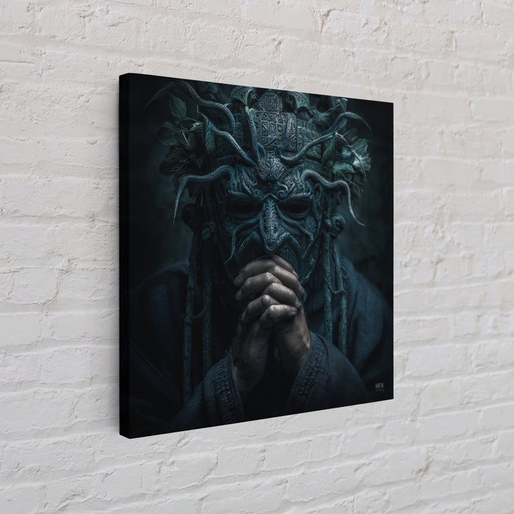 The Mask Of The Crawling God, Square Wall Art, Eldritch Gothic Decor, Canvas Print, Halloween Wall Decor, Gothic Home Decor, Horror Wall Art