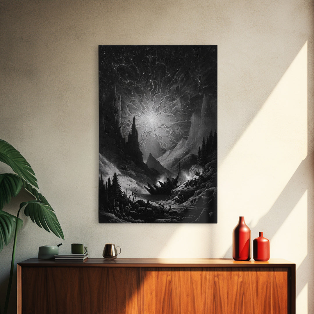 The Candelit Ark Of Forgotten Stars, Vertical Wall Art, Dark Fantasy Wall Art, Canvas Print, Halloween Wall Decor, Gothic Home Decor