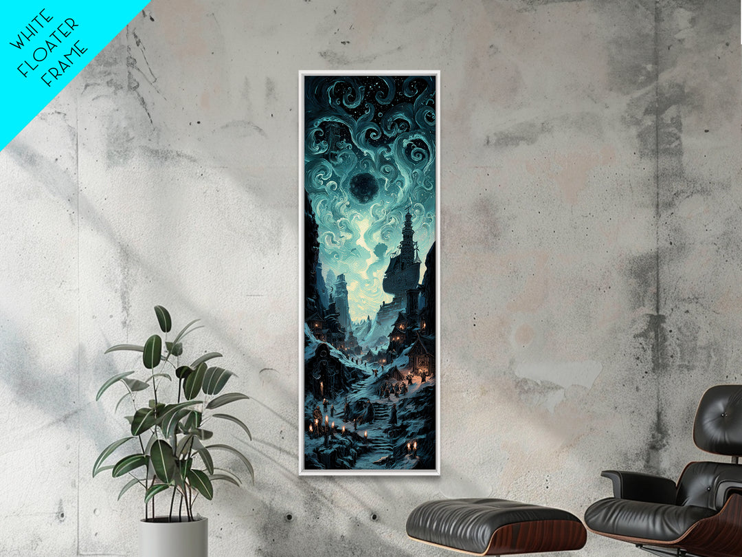 The Candelit Ark Of Forgotten Stars, Tall Narrow Wall Art, Dark Halloween Decor, Framed Canvas Print, Halloween Wall Decor