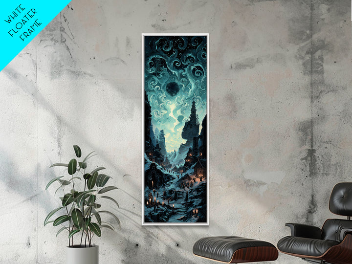 The Candelit Ark Of Forgotten Stars, Tall Narrow Wall Art, Dark Halloween Decor, Framed Canvas Print, Halloween Wall Decor
