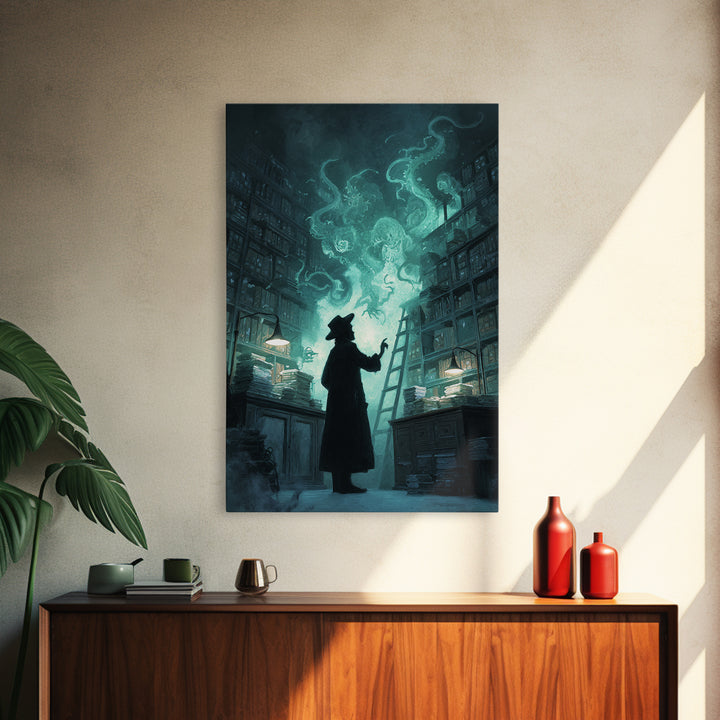 The Archivist Of Dreaming Bones, Vertical Wall Art, Dark Fantasy Wall Art, Canvas Print, Halloween Wall Decor, Gothic Home Decor