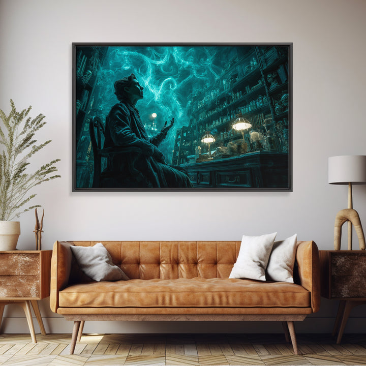 The Archivist Of Dreaming Bones, Landscape Wall Art, Spooky Home Decor, Framed Canvas Print, Halloween Wall Decor, Gothic Home Decor