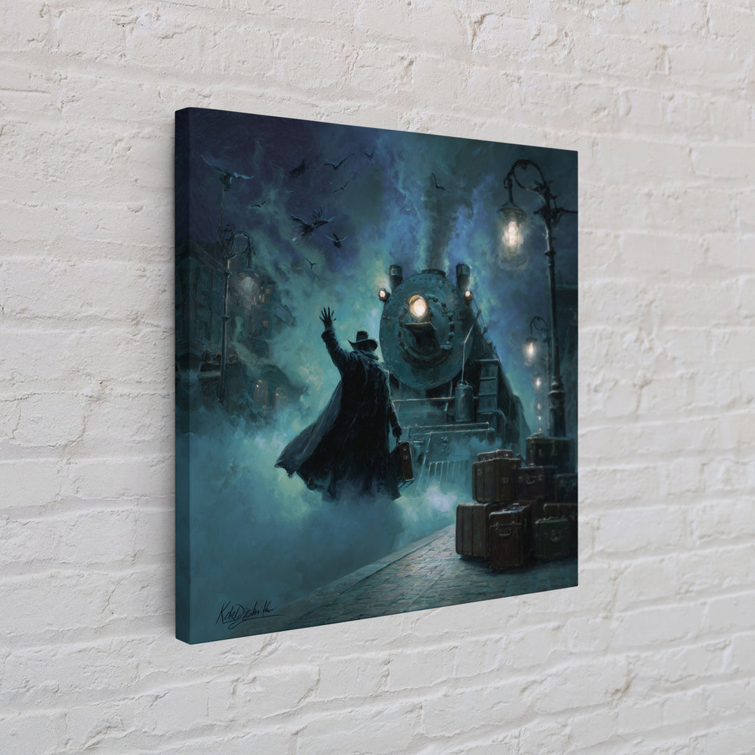 The Phantom Train To Kadath, Square Wall Art, Spooky Home Decor, Framed Canvas Print, Halloween Wall Decor, Gothic Home Decor
