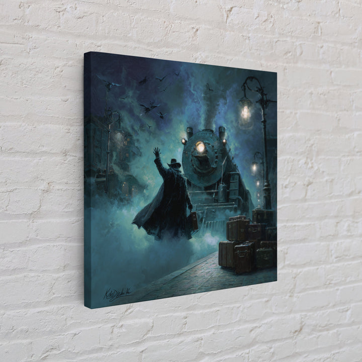 The Phantom Train To Kadath, Square Wall Art, Spooky Home Decor, Framed Canvas Print, Halloween Wall Decor, Gothic Home Decor