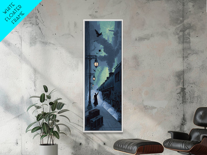 The Phantom Train To Kadath, Tall Narrow Wall Art, Haunted Gothic Art, Framed Canvas Print, Halloween Wall Decor, Gothic Home Decor