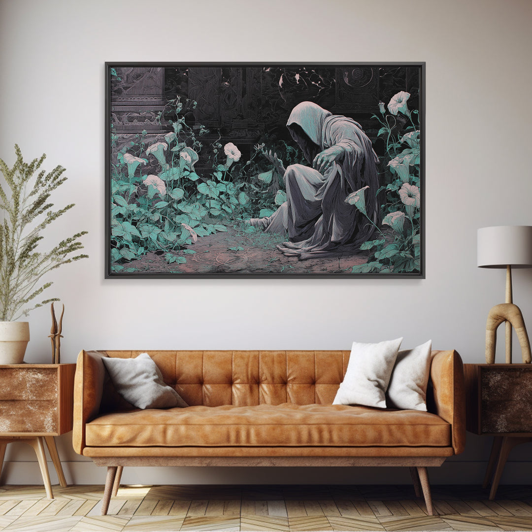 The Garden Of The Eyeless Moon, Landscape Wall Art, Dark Halloween Decor, Canvas Print, Halloween Wall Decor, Gothic Home Decor