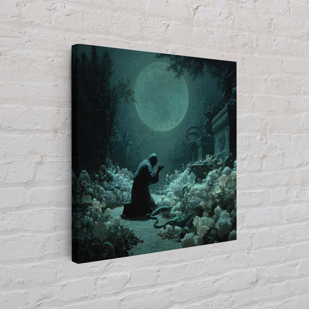 The Garden Of The Eyeless Moon, Square Wall Art, Gothic Horror Wall Art, Framed Canvas Print, Halloween Wall Decor, Gothic Home Decor