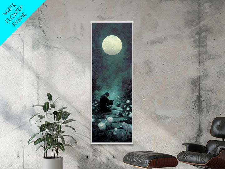 The Garden Of The Eyeless Moon, Tall Narrow Wall Art, Dark Halloween Decor, Framed Canvas Print, Halloween Wall Decor, Gothic Home Decor