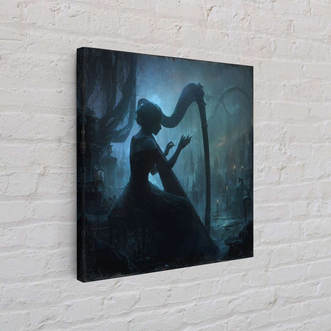 The Harpist Of Abyssal Sleep, Square Wall Art, Dark Halloween Decor, Canvas Print, Halloween Wall Decor, Gothic Home Decor
