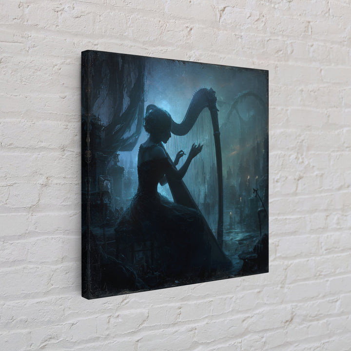 The Harpist Of Abyssal Sleep, Square Wall Art, Dark Halloween Decor, Canvas Print, Halloween Wall Decor, Gothic Home Decor
