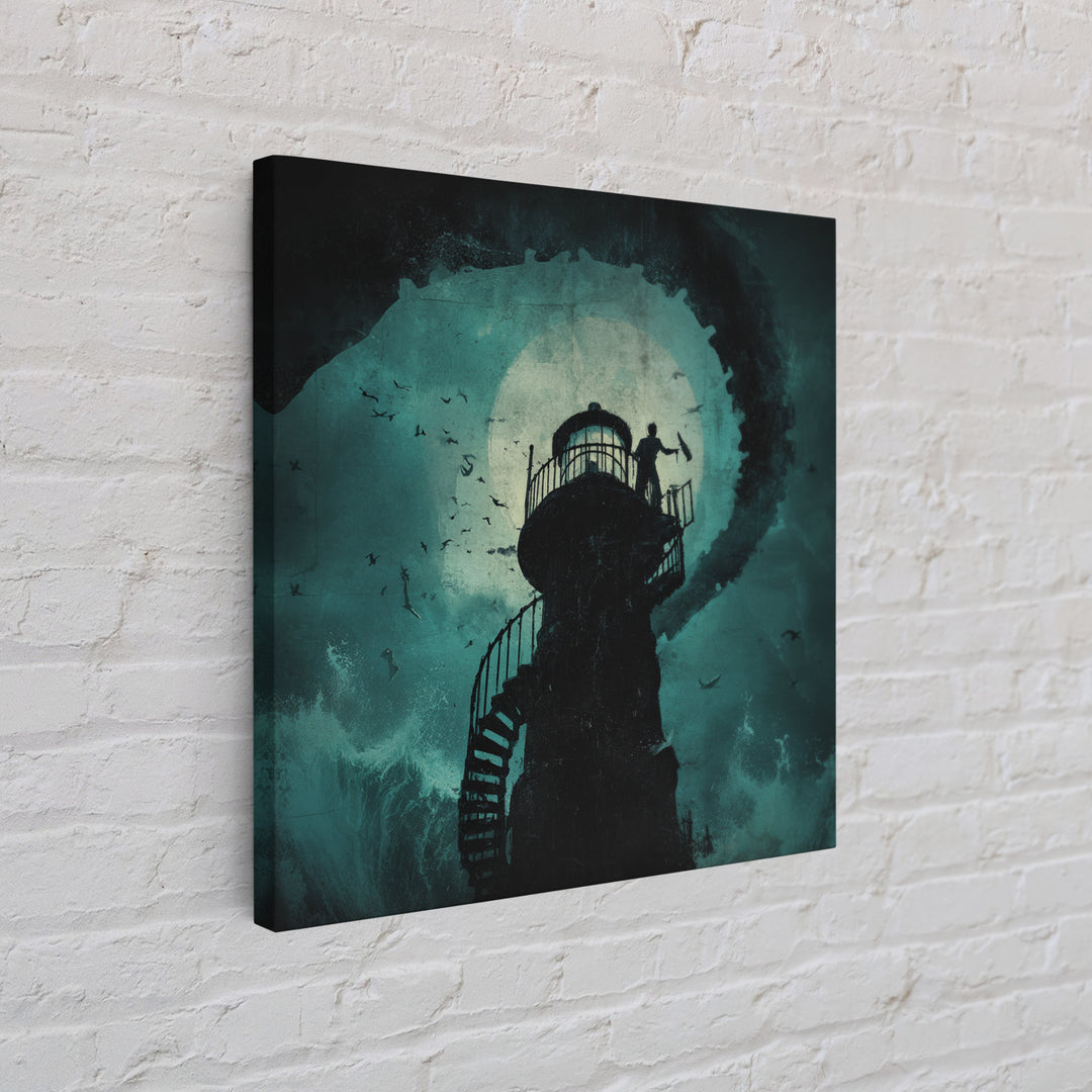 The Last Lighthouse Of Y’Ha-Nthlei, Square Wall Art, Spooky Home Decor, Canvas Print, Halloween Wall Decor, Gothic Home Decor