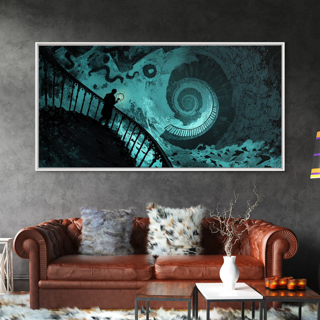 The Last Lighthouse Of Y’Ha-Nthlei, Wide Panoramic Art, Gothic Horror Wall Art, Canvas Print, Halloween Wall Decor, Gothic Home Decor