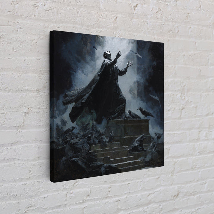 The Raven Sermon Of Leng, Square Wall Art, Dark Fantasy Wall Art, Framed Canvas Print, Halloween Wall Decor, Gothic Home Decor