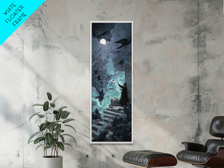 The Raven Sermon Of Leng, Tall Narrow Wall Art, Gothic Horror Wall Art, Canvas Print, Halloween Wall Decor, Gothic Home Decor