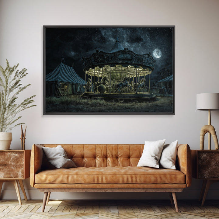 The Carousel Of Sleeping Planets, Landscape Wall Art, Dark Fantasy Wall Art, Canvas Print, Halloween Wall Decor, Gothic Home Decor