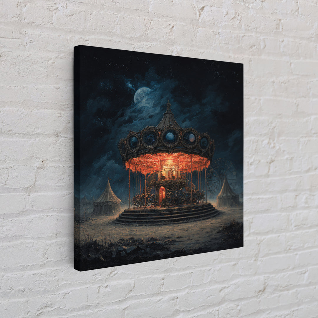 The Carousel Of Sleeping Planets, Square Wall Art, Haunted Gothic Art, Framed Canvas Print, Halloween Wall Decor, Gothic Home Decor