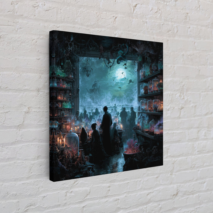 The Apothecary Of Black Seashell Dreams, Square Wall Art, Dark Fantasy Wall Art, Canvas Print, Halloween Wall Decor, Gothic Home Decor