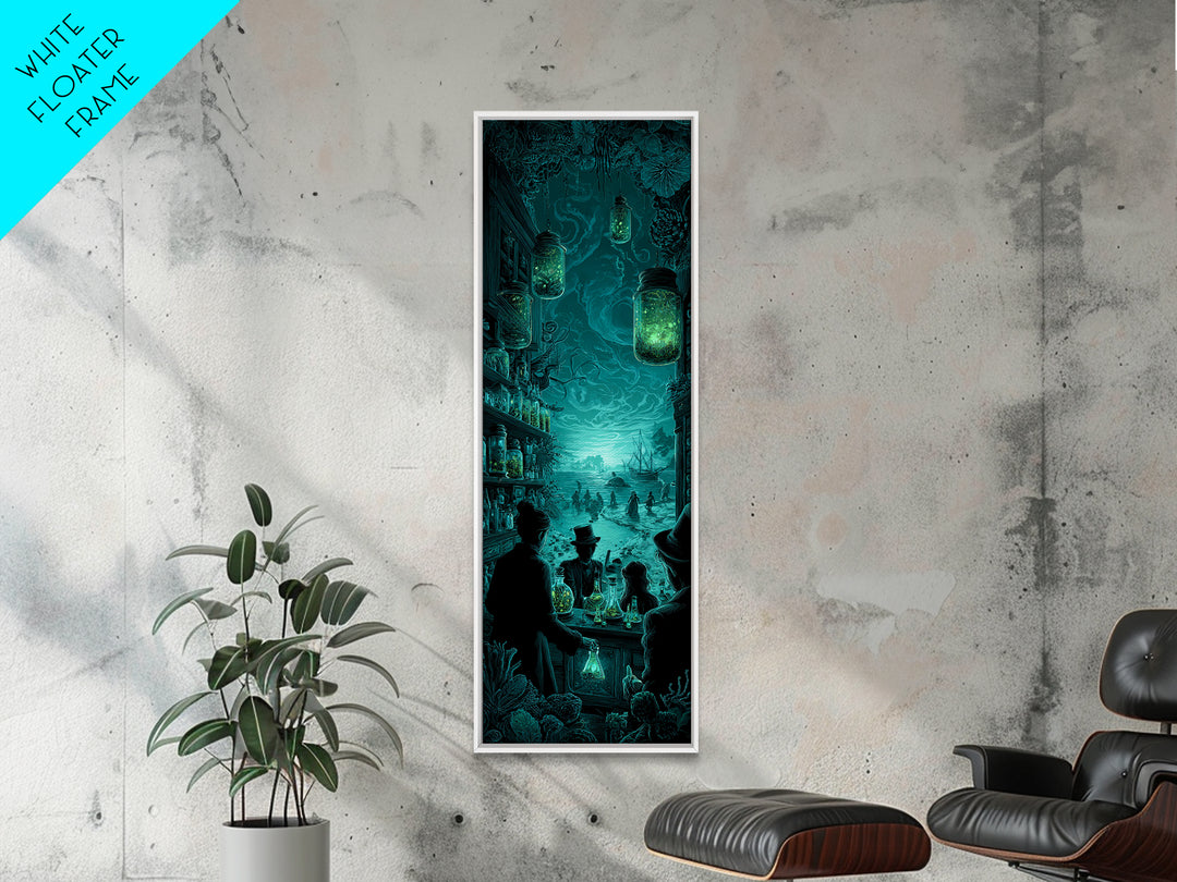 The Apothecary Of Black Seashell Dreams, Tall Narrow Wall Art, Cosmic Horror Wall Art, Canvas Print, Halloween Wall Decor, Gothic Home Decor