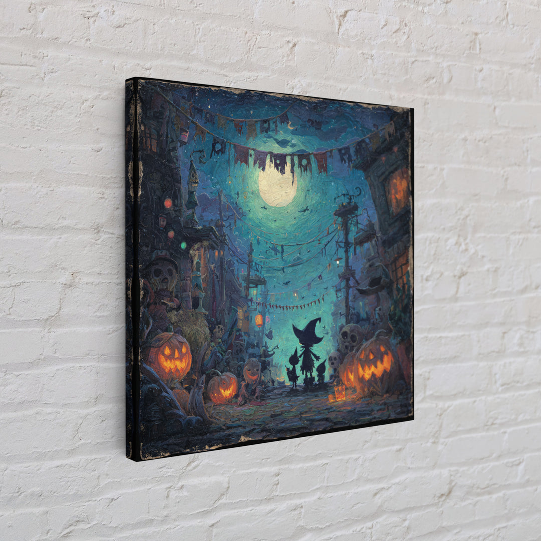 The Festival Of The Little Old Ones, Square Wall Art, Macabre Wall Art, Framed Canvas Print, Halloween Wall Decor, Gothic Home Decor