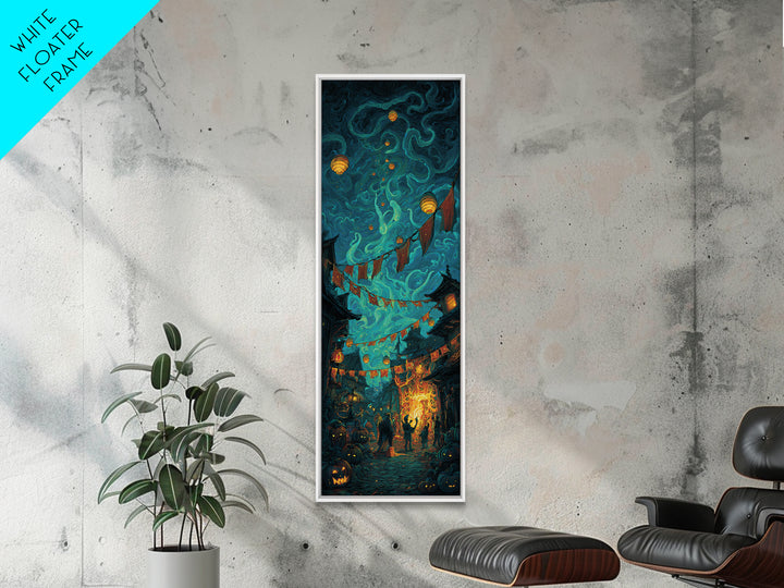 The Festival Of The Little Old Ones, Tall Narrow Wall Art, Haunted Gothic Art, Framed Canvas Print, Halloween Wall Decor, Gothic Home Decor