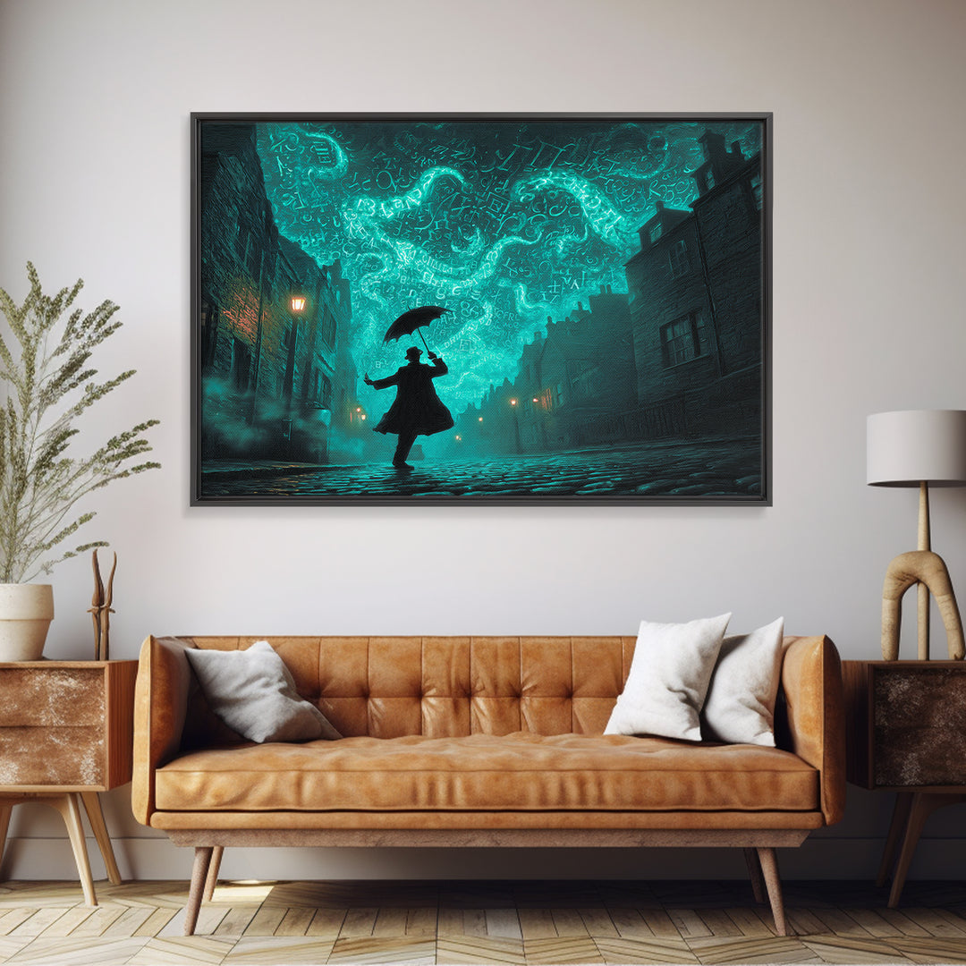 The Umbrella Of The Outer Rain, Landscape Wall Art, Cosmic Horror Wall Art, Framed Canvas Print, Halloween Wall Decor, Gothic Home Decor