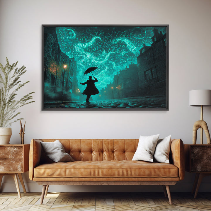 The Umbrella Of The Outer Rain, Landscape Wall Art, Cosmic Horror Wall Art, Framed Canvas Print, Halloween Wall Decor, Gothic Home Decor
